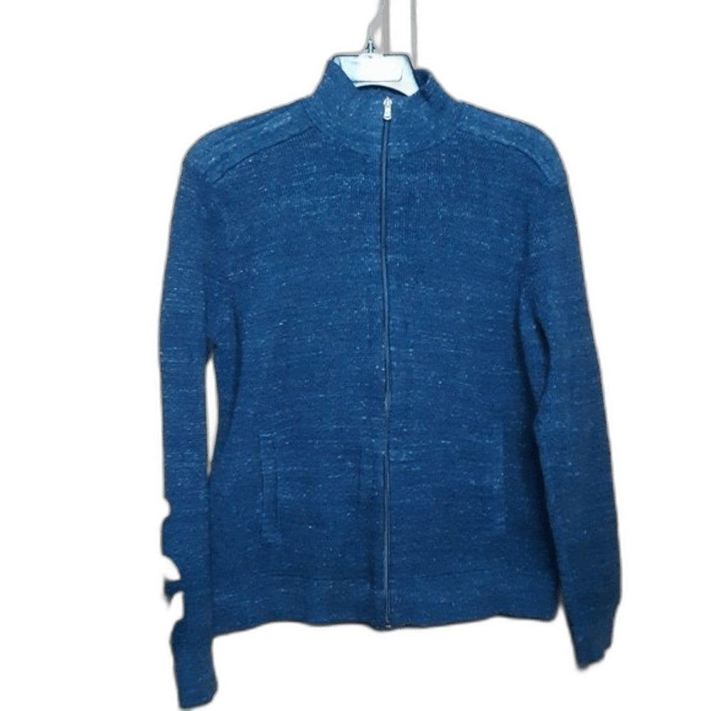 Michael Kors Men's XL Blue Long Sleeve Full Zip Sweater